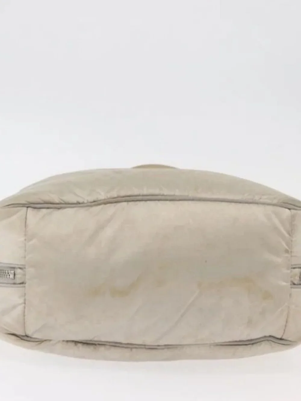 CHANEL Shoulder Bag Nylon Beige Silver CC Auth mr2413